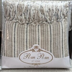 New Pom Pom at Home Newport Natural & Midnight Striped Linen Throw